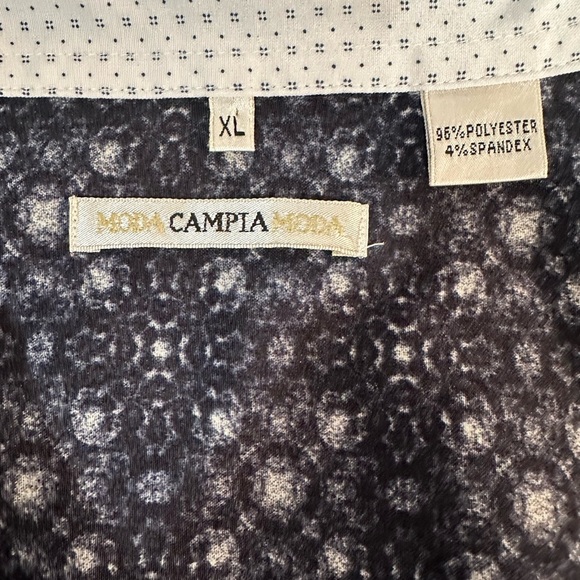 Blue Casual Button Down Shirt with Geometric Pattern - Picture 2 of 5